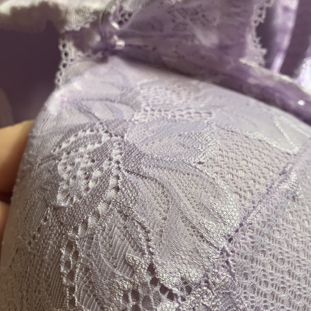 Savage X Fenty Purple Fairy Dust Lace Wireless Halter Bra Size L